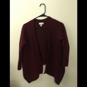 100% Cashmere 14th &Union Wine Waterfall Cardigan